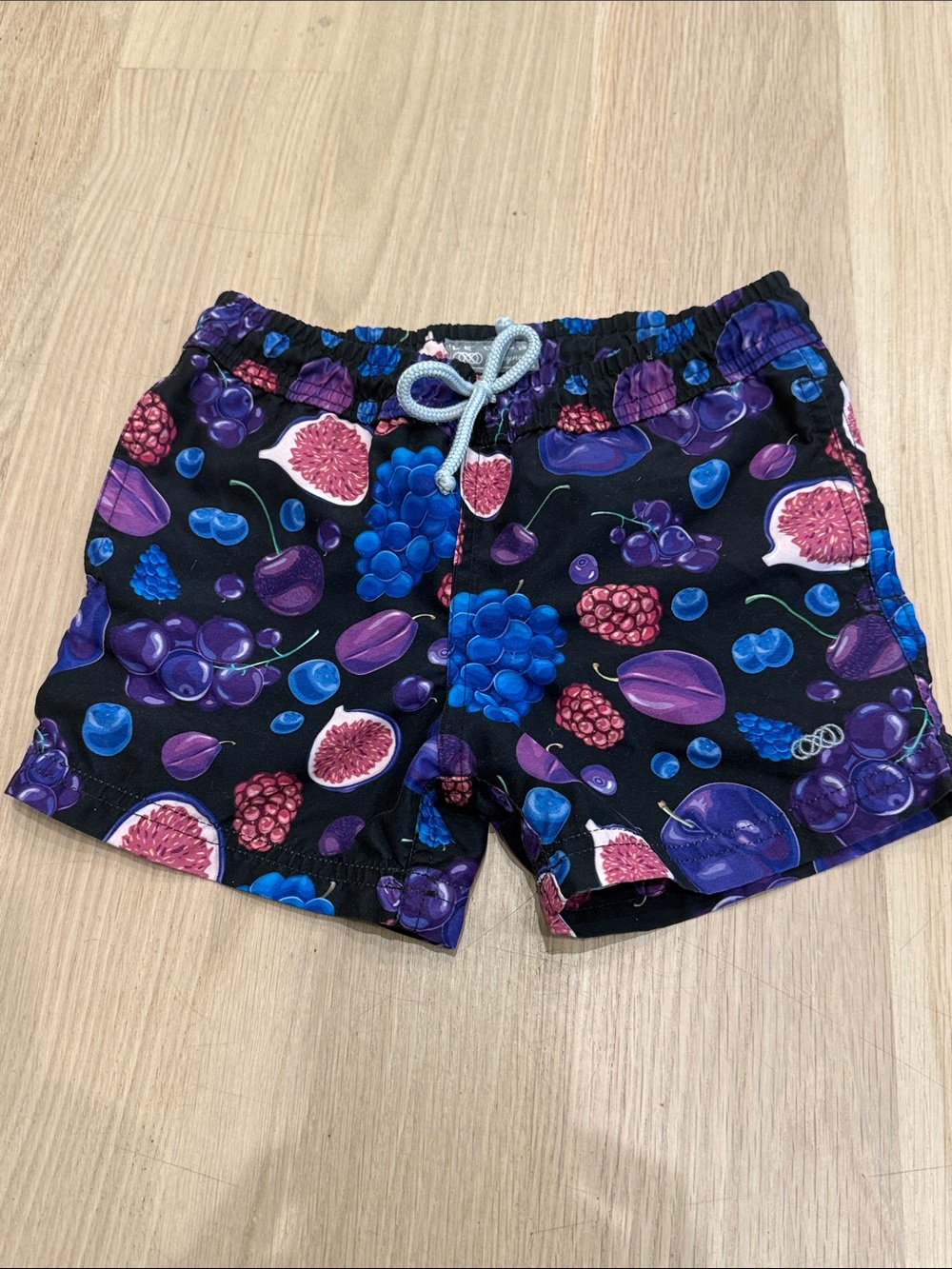 Kids Black Fruit-Print Swim Trunks